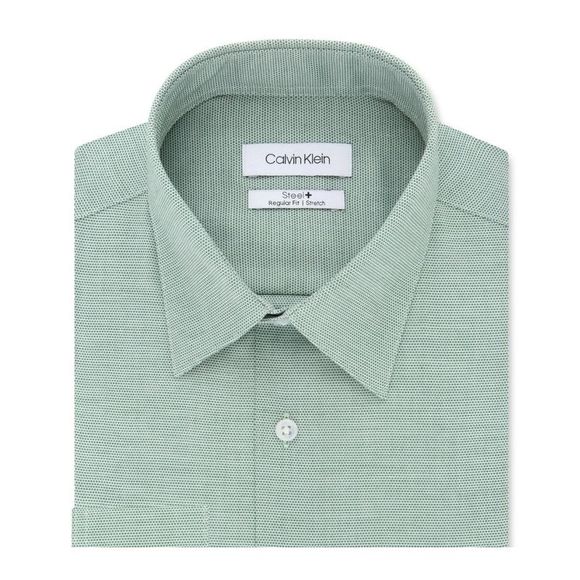 Calvin Klein Men's Steel Stretch Performance Dress Shirt Green Size 34-35 - Picture 2 of 4